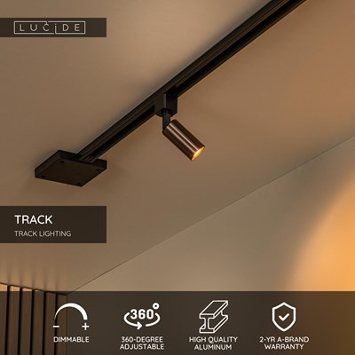 Lucide TRACK RITMO Track spot - 1-circuit Track lighting system - 1xGU10/MR11 - Coffee (Extension)